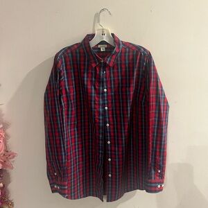 Ladies Red and Blue Plaid LL BEAN Shirt